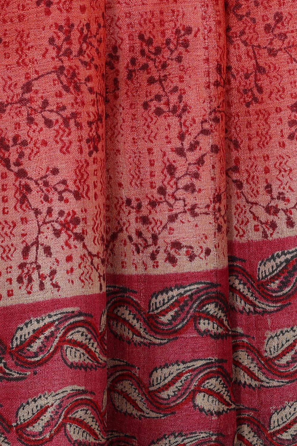 Printed Tussar Silk Light Red Saree