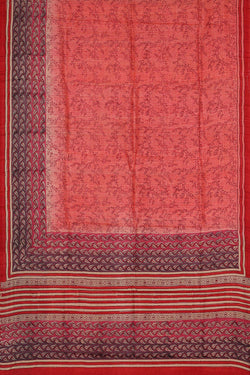 Image of Printed Tussar Silk Light Red Saree