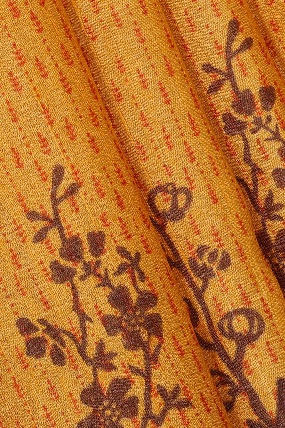 Printed Tussar Silk Yellow Saree