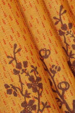 Image of Printed Tussar Silk Yellow Saree