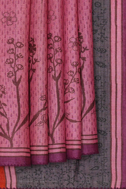 Image of Printed Tussar Silk Light Pink Saree