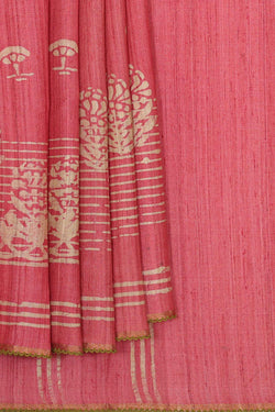 Collection of Tussar Silk Onion Pink Saree in a gallery layout