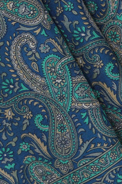 Image of Printed Dark Blue Crepe Saree