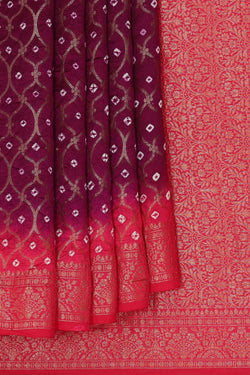 Image of Banarasi Chiniya Silk Deep Wine Saree