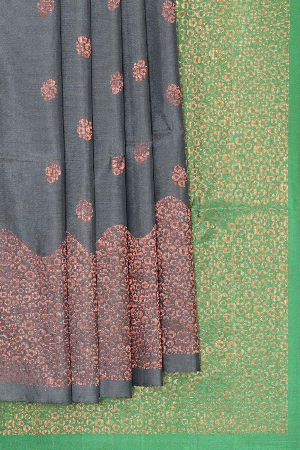 Collection of Charcoal Grey Silk Saree in a gallery layout