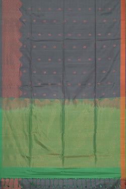 Collection of Charcoal Grey Silk Saree in a gallery layout