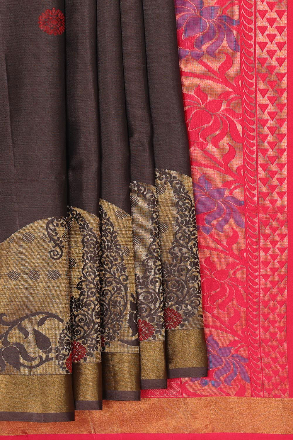 Collection of Deep Dark Brown Silk Saree in a gallery layout