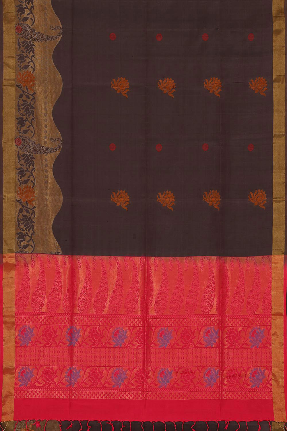 Collection of Deep Dark Brown Silk Saree in a gallery layout