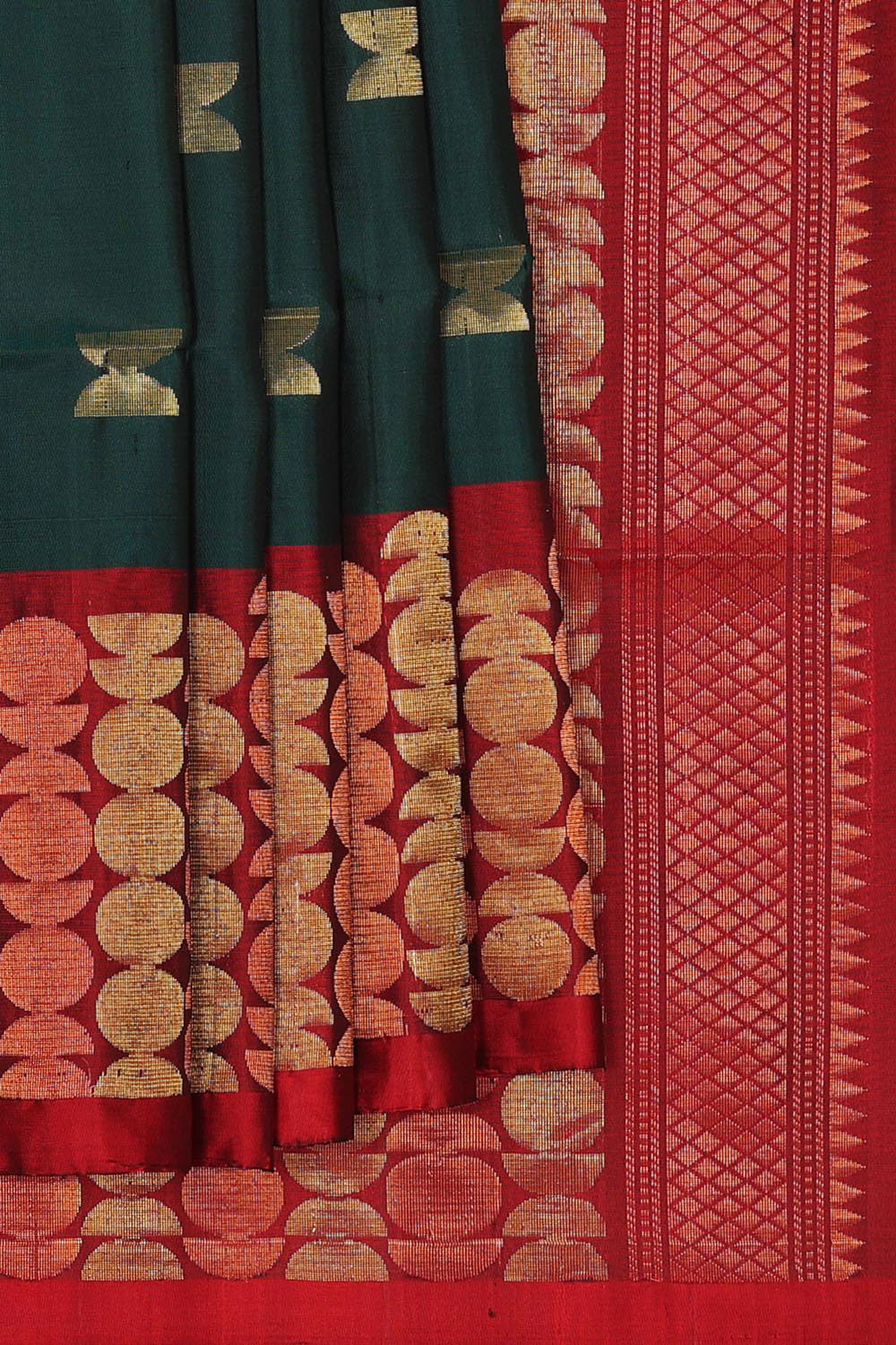 Collection of Dark Bottle Green Silk Saree in a gallery layout