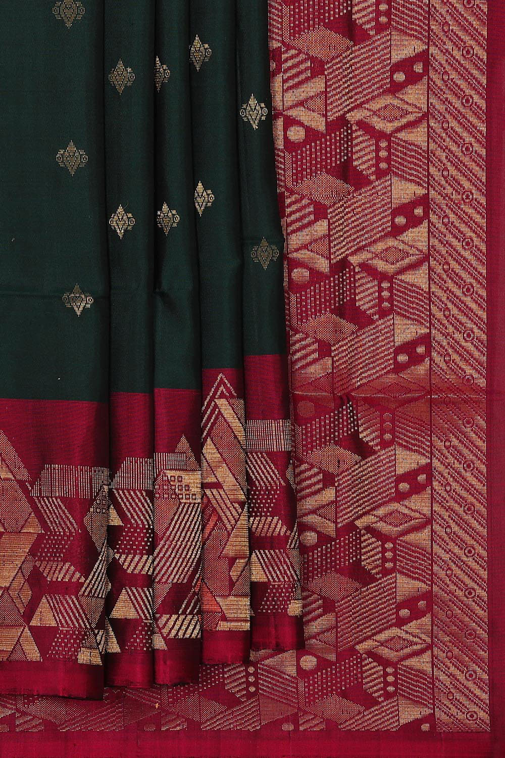 Collection of Dark Bottle Green Silk Saree in a gallery layout