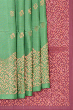 Collection of Dark Pista Green Silk Saree in a gallery layout