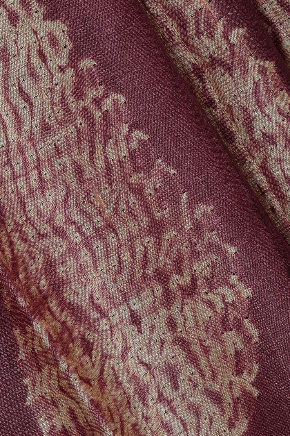 Printed Tussar Silk Wine Colour Saree