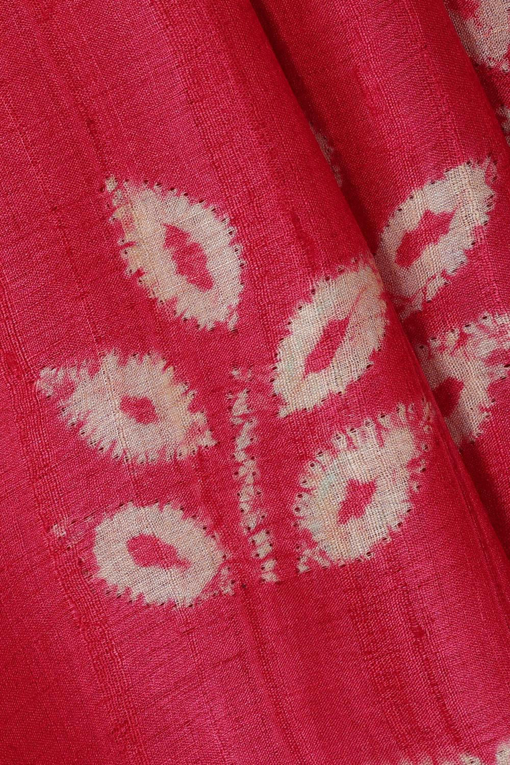 Printed Tussar Silk Rani Pink Saree