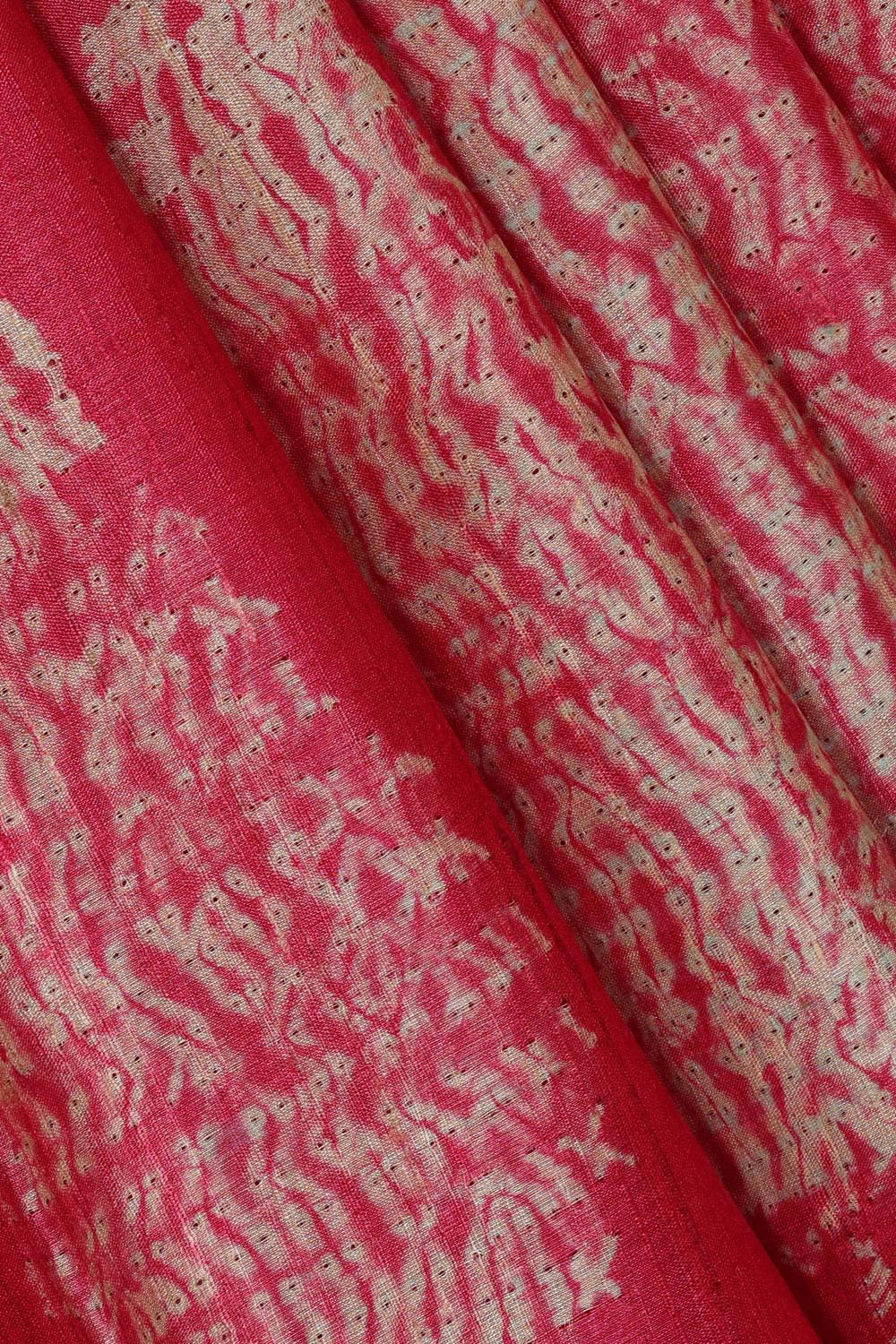 Printed Tussar Silk Rani Pink Saree