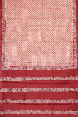 Image of Printed Tussar Silk Reddish Cream Saree