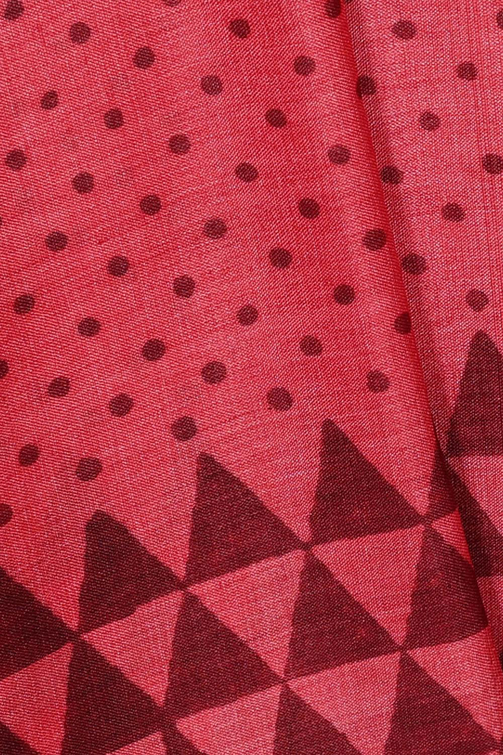 Printed Tussar Silk Dark Peach Pink Saree