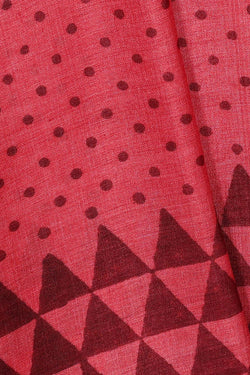 Image of Printed Tussar Silk Dark Peach Pink Saree