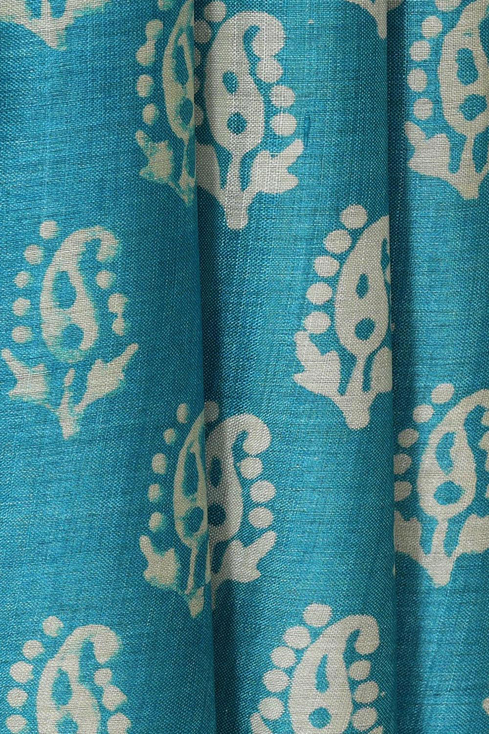 Printed Tussar Silk Ocean Blue Saree