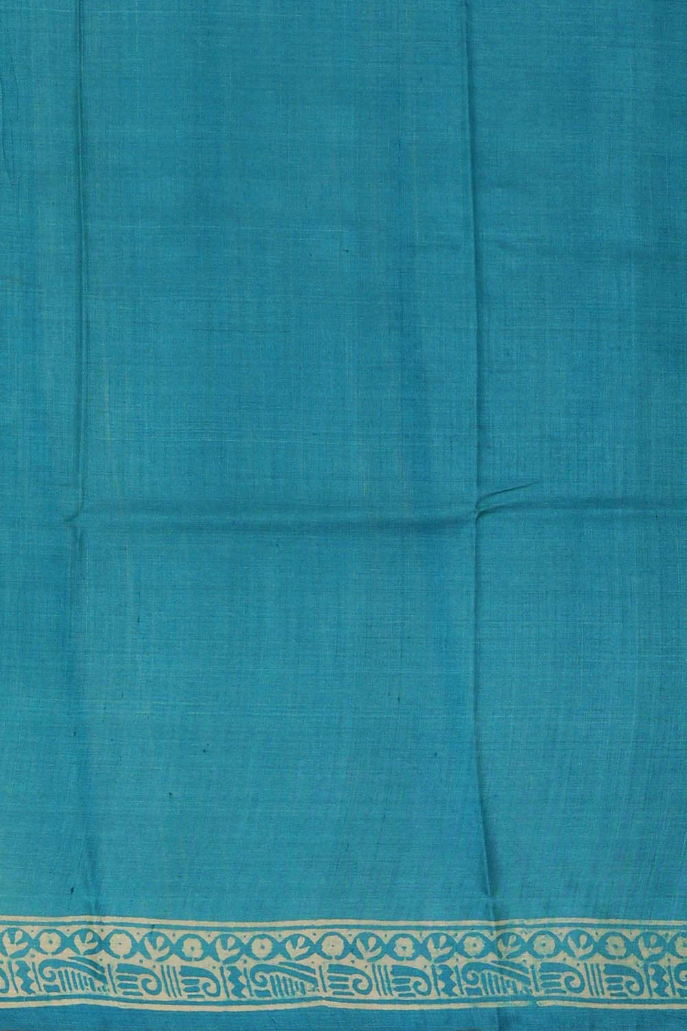 Printed Tussar Silk Ocean Blue Saree