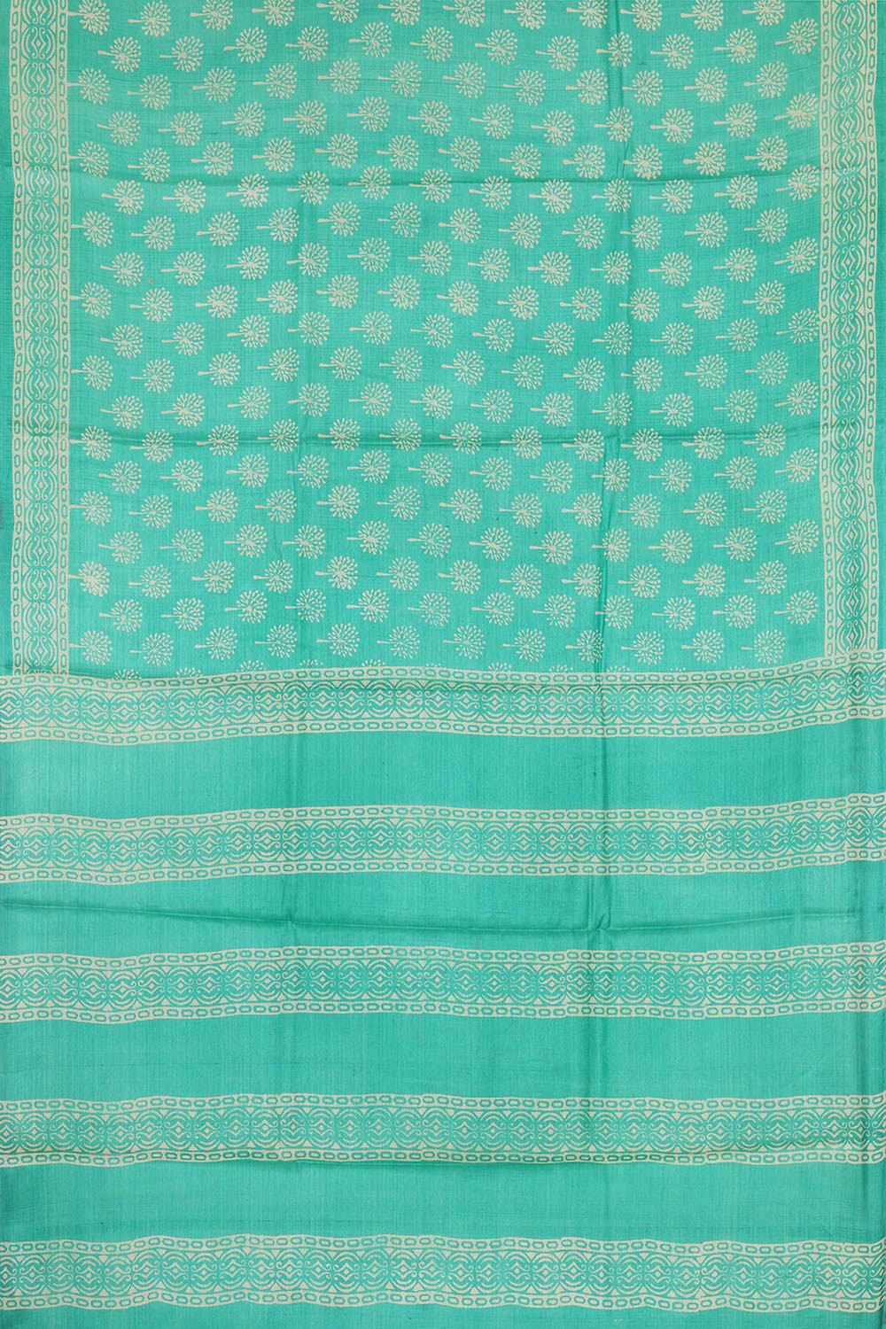 Printed Tussar Silk Light Sea Green Saree