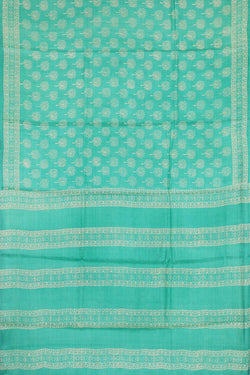 Image of Printed Tussar Silk Light Sea Green Saree