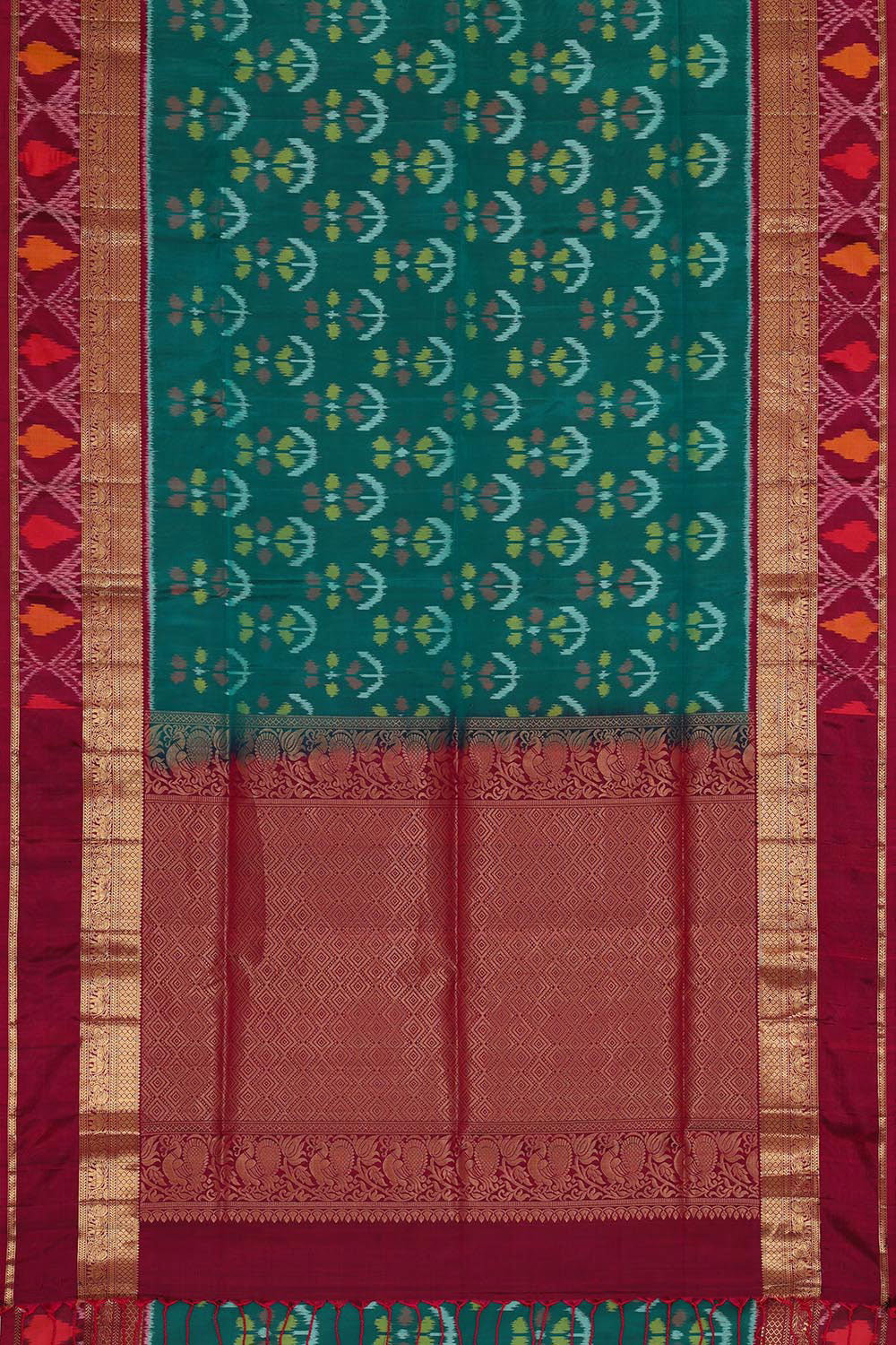 Collection of Teal Green Silk Saree in a gallery layout