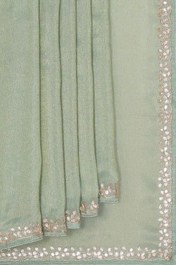 Image of Bluish Green Tissue Saree