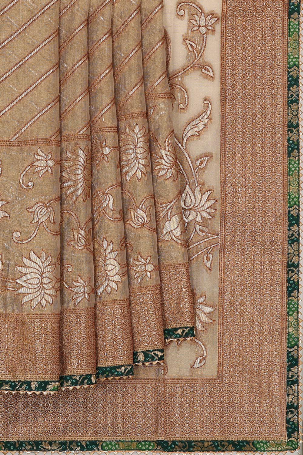 Chanderi Silk Brownish Cream Saree