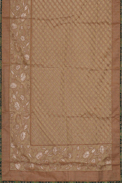 Image of Chanderi Silk Brownish Cream Saree