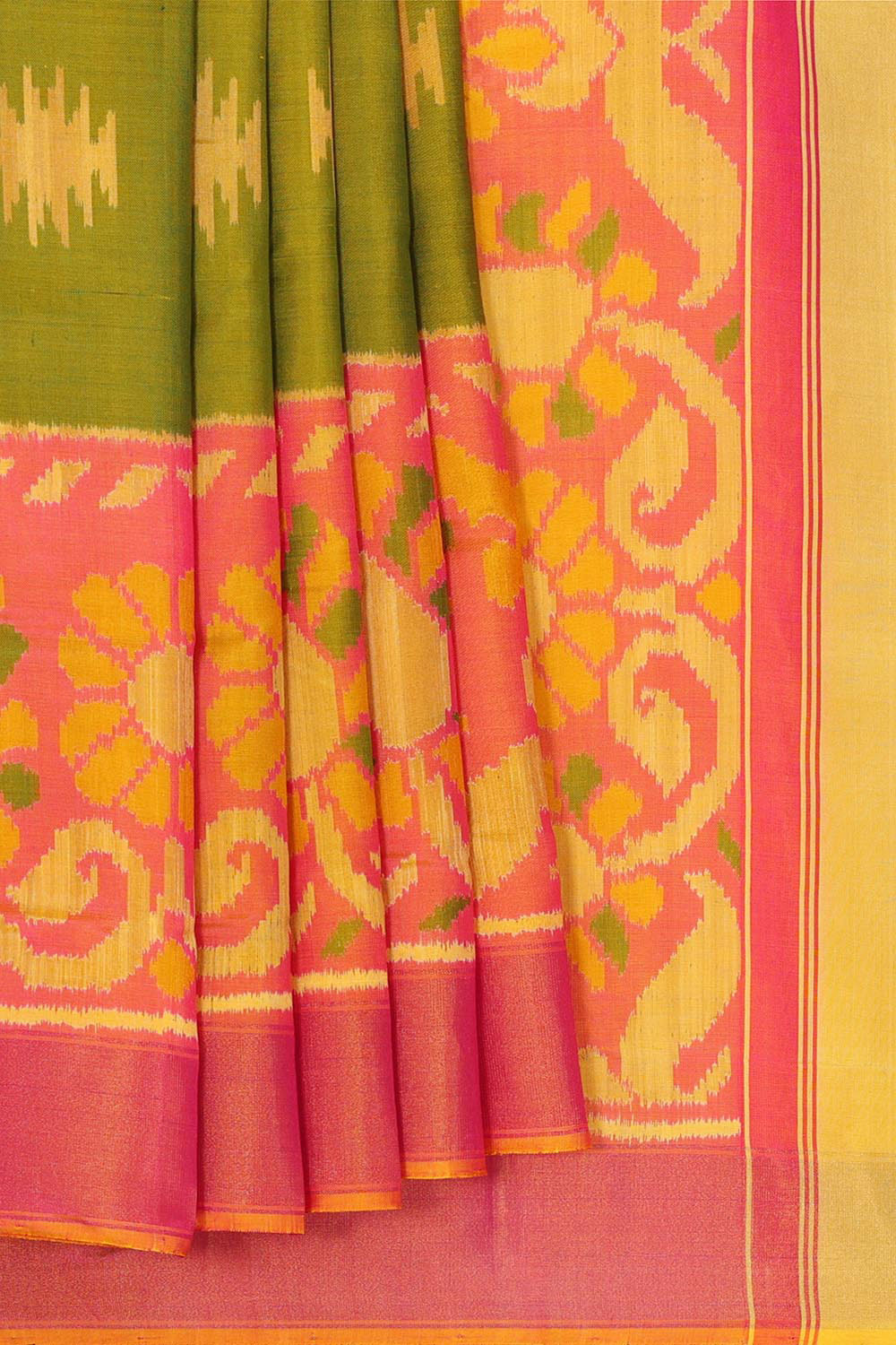 Rajkot Patola Green-Yellow Saree