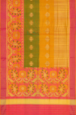 Image of Rajkot Patola Green-Yellow Saree