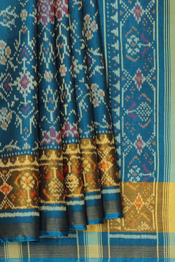 Image of Rajkot Patola Teal Blue Saree