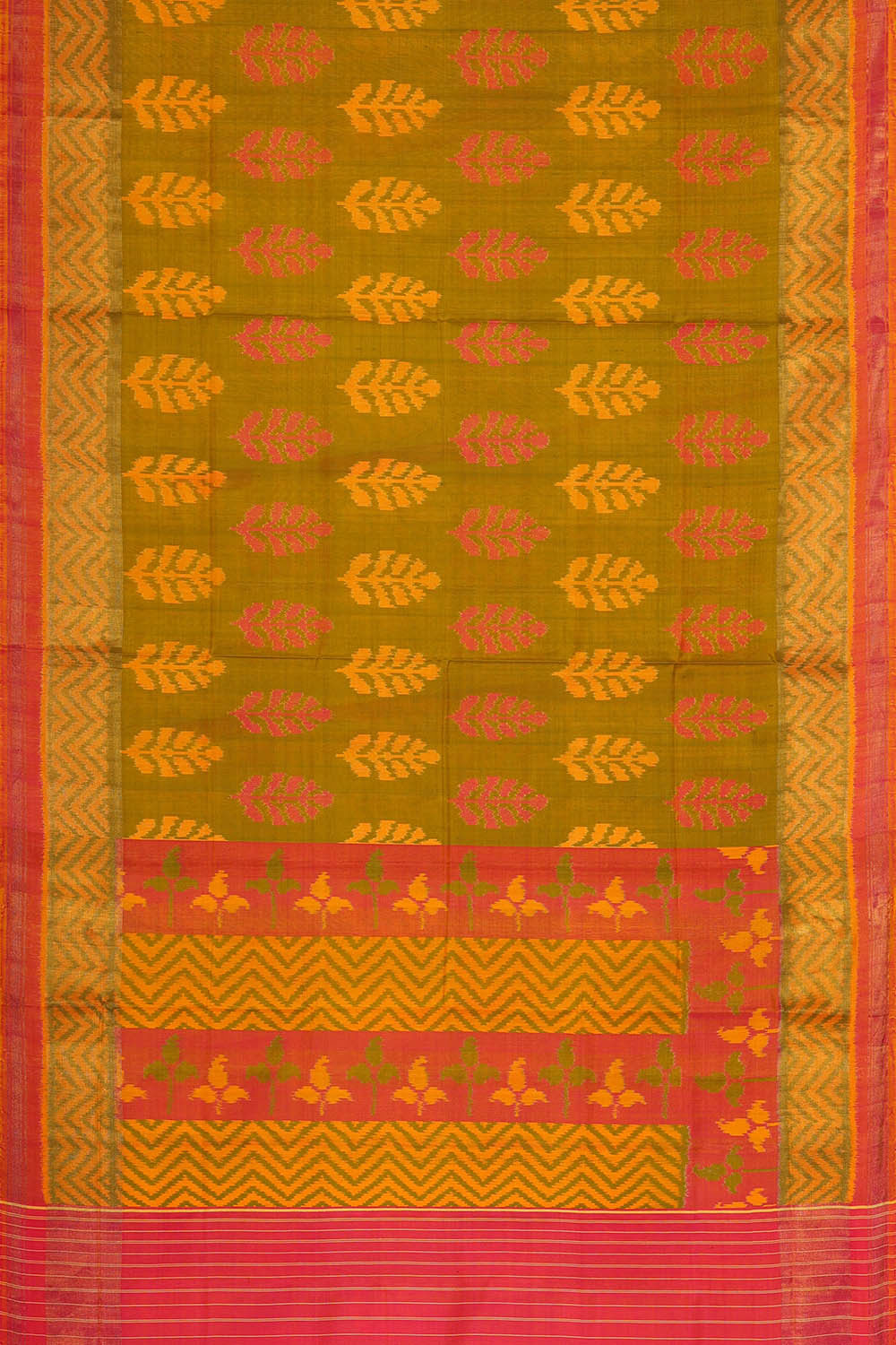 Image of Rajkot Patola Golden Green Saree