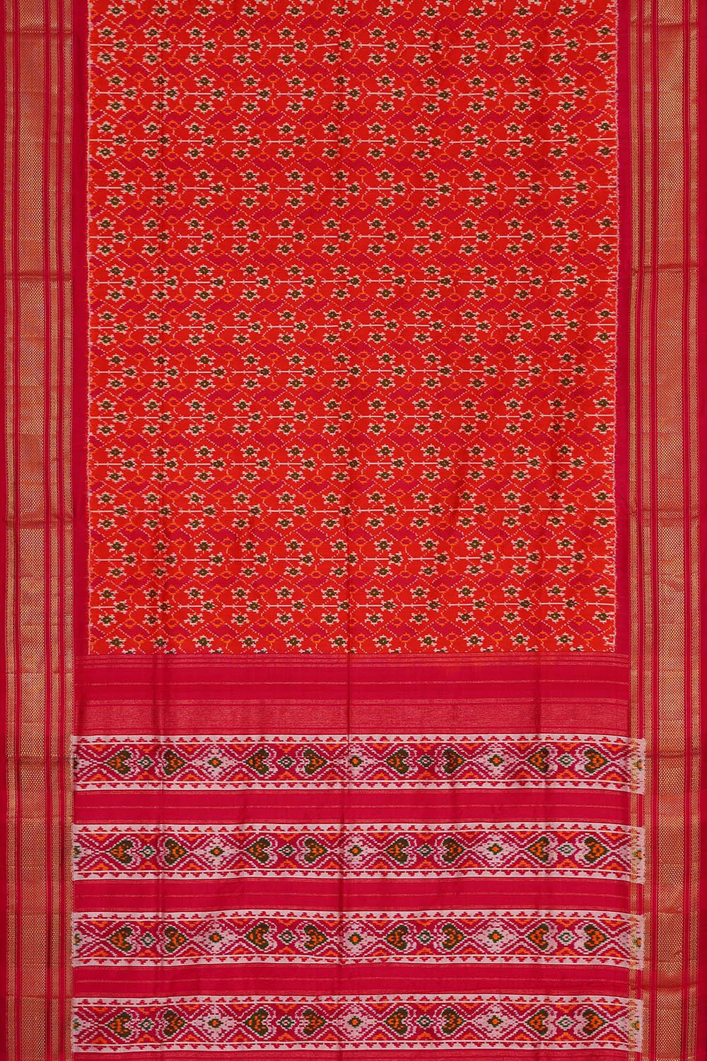 Ikat Silk Orange Saree