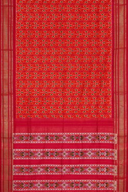 Image of Ikat Silk Orange Saree