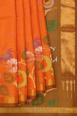 Collection of Uppada Silk Orange Saree in a gallery layout