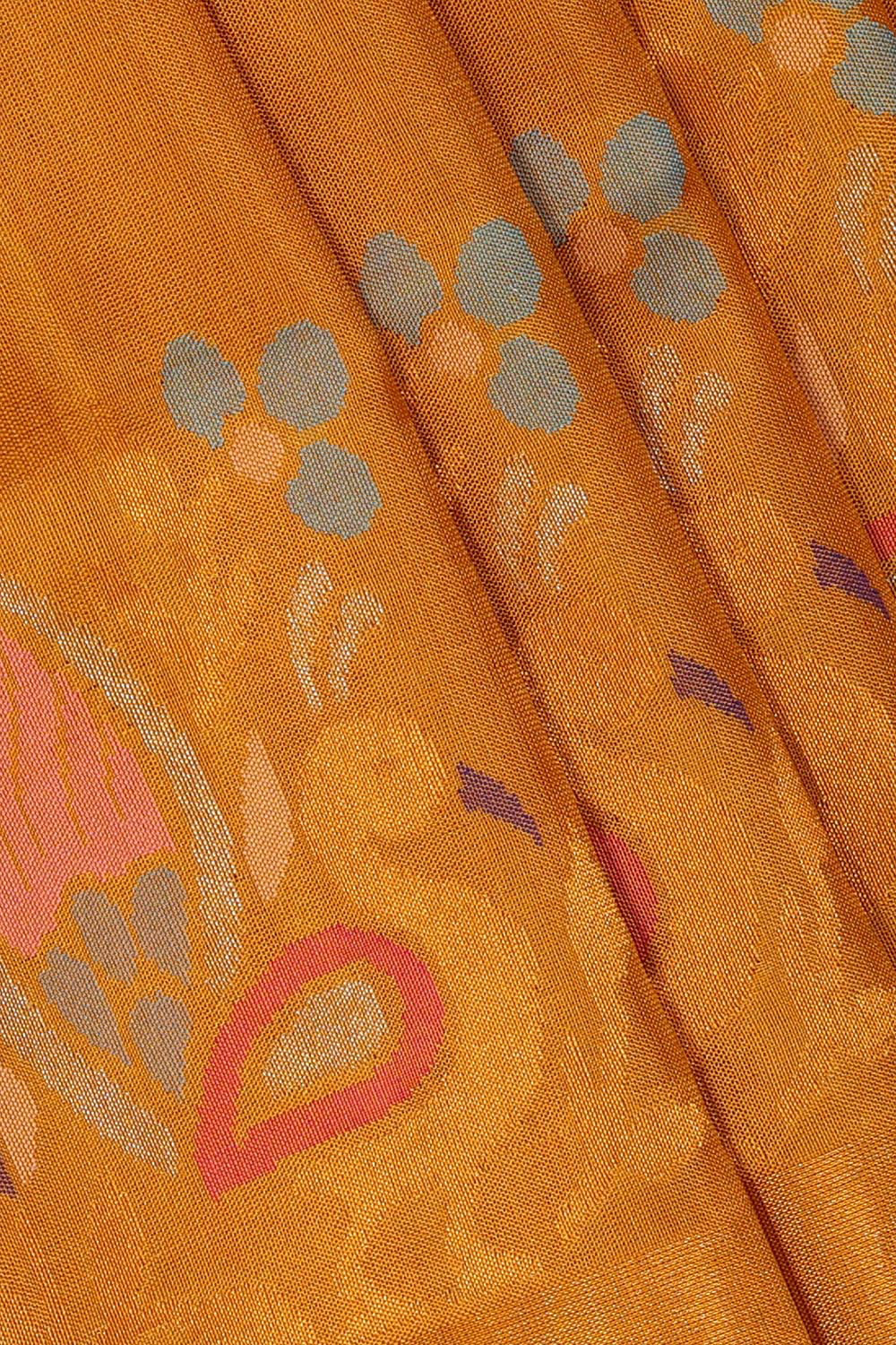 Collection of Uppada Silk Mustard Yellow Saree in a gallery layout