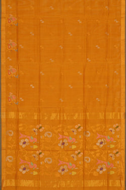 Collection of Uppada Silk Mustard Yellow Saree in a gallery layout