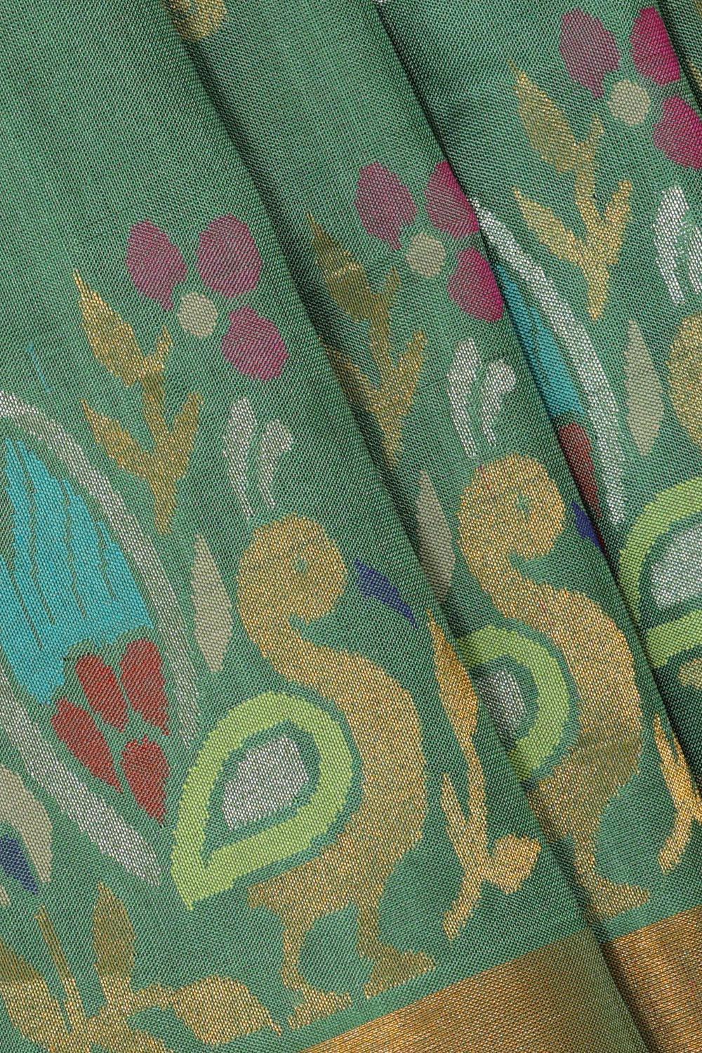 Image of Uppada Silk Dark Pista Green Saree