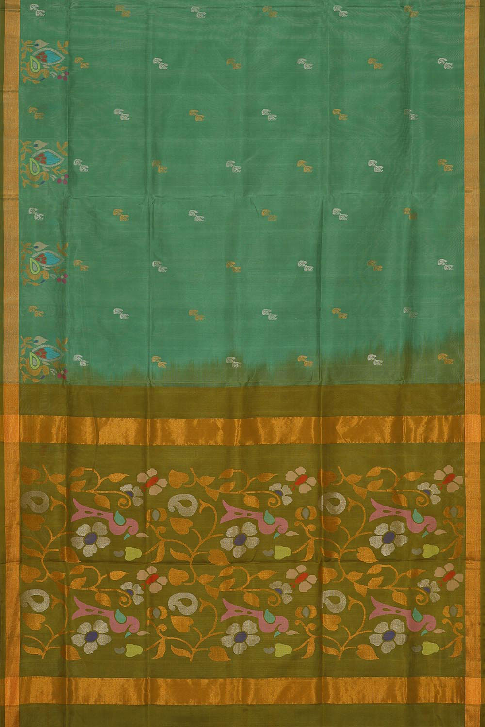 Image of Uppada Silk Dark Pista Green Saree