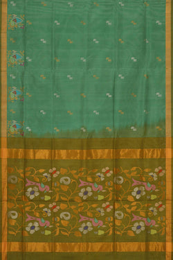 Collection of Uppada Silk Dark Pista Green Saree in a gallery layout