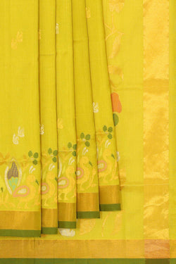 Collection of Uppada Silk Lemon Green Saree in a gallery layout