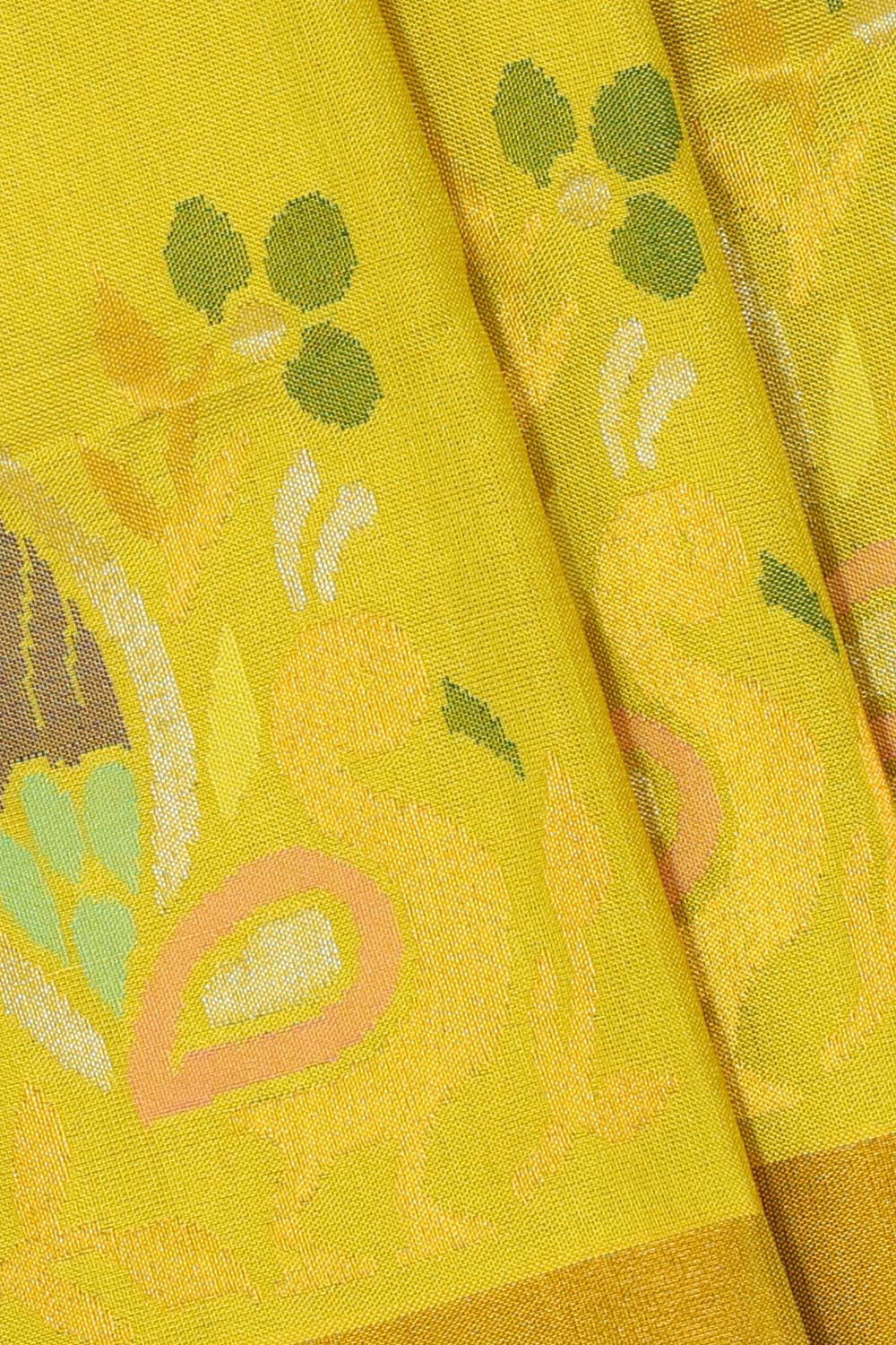 Collection of Uppada Silk Lemon Green Saree in a gallery layout