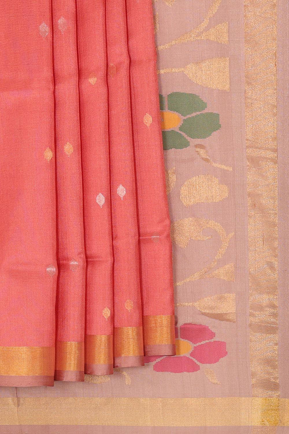 Collection of Uppada Silk Dark Peach Pink Saree in a gallery layout