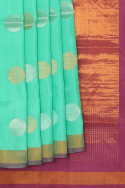 Collection of Uppada Silk Mint Green Saree in a gallery layout