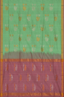 Image of Uppada Silk Pista Green Saree