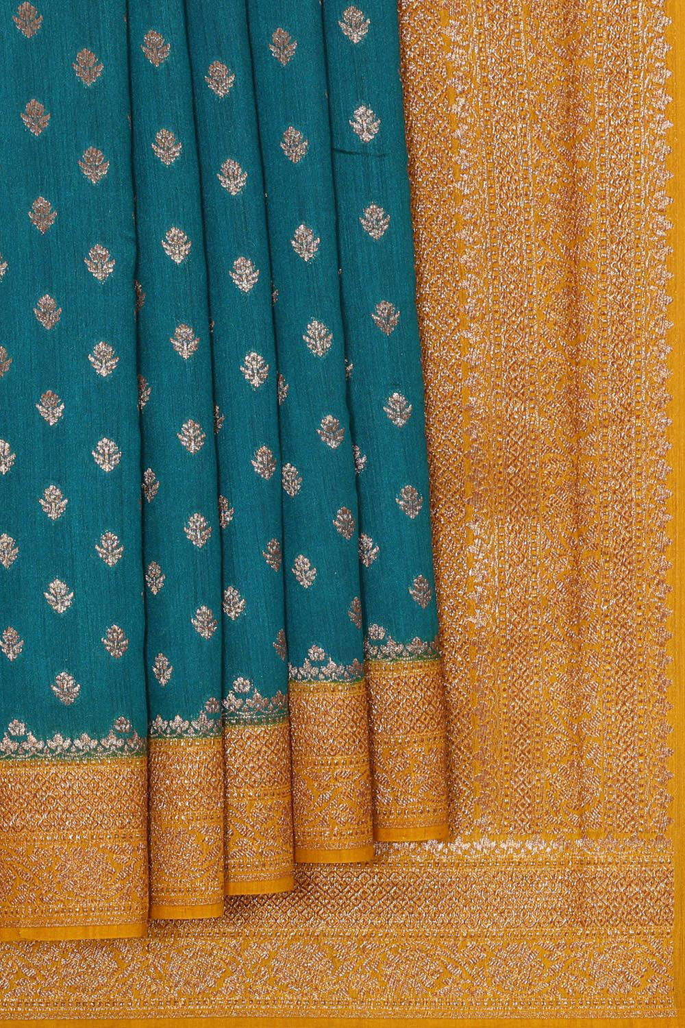 Banarasi Dupion Silk Peacock Blue Saree