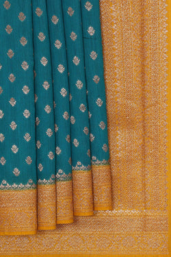 Image of Banarasi Dupion Silk Peacock Blue Saree