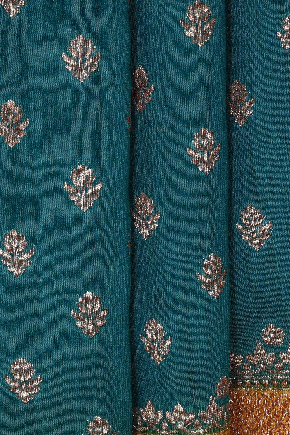 Banarasi Dupion Silk Peacock Blue Saree