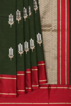 Collection of Banarasi Khatan Olive Green Saree in a gallery layout